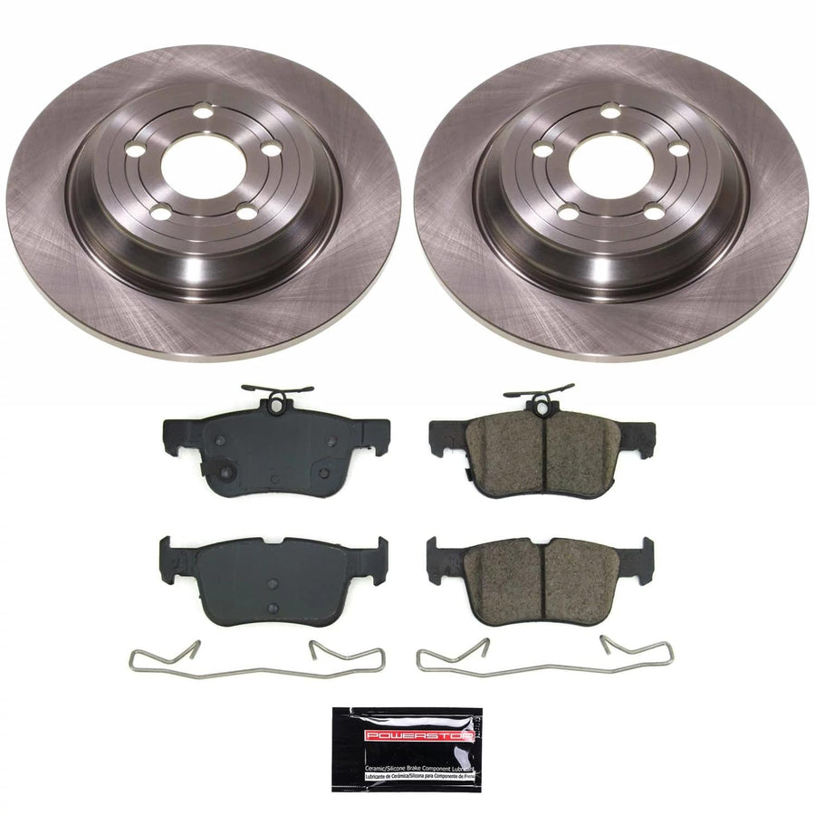 Rear POWERSTOP Stock Replacement Brake Pads and Rotors Brake Kit Autospecialty For Ford Bronco Sport 2023, Ford Maverick 2022-2023 [Vehicle Specific]