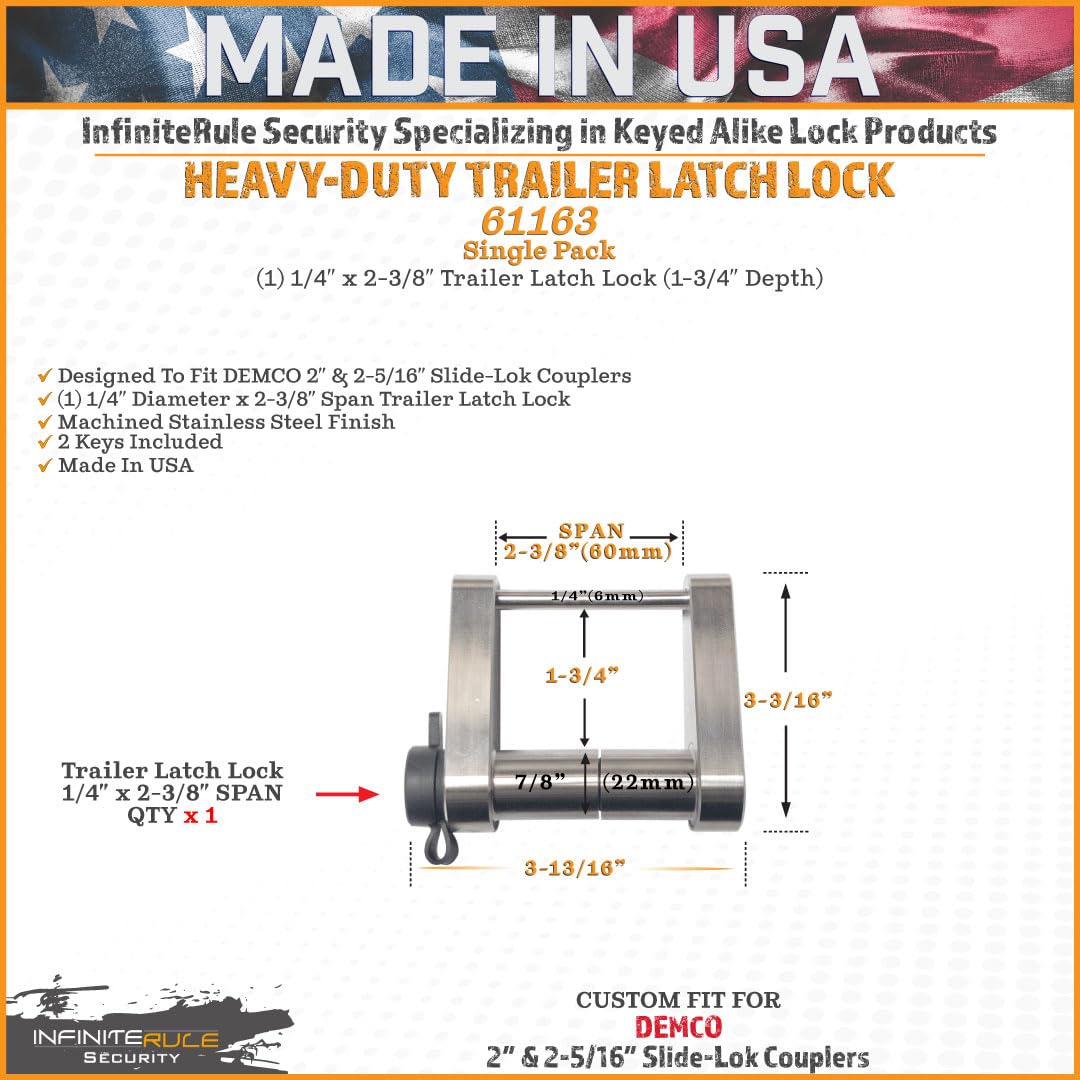 Trailer Latch Lock for DEMCO 2″ & 2-5/16″ Slide-Lok Couplers | InfiniteRule Security 61163