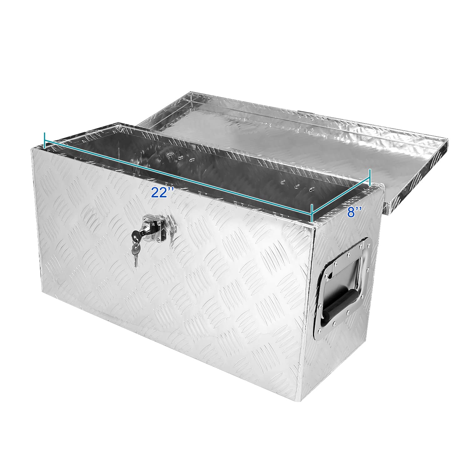 24"x10"x12" Heavy Duty Aluminum Tool Box Spec-D Tuning Truck Pickup Storage + Handles + Lock + Keys