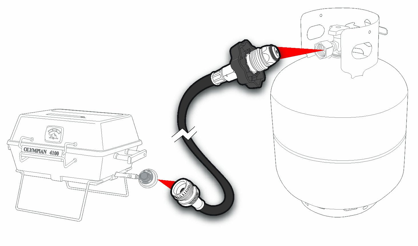 60" Camco Pigtail Propane Hose Connector, Connects Propane Cylinder to a RV or Trailer Propane Regulator, Provides Thermal Protection and Excess Flow Protection (59193)