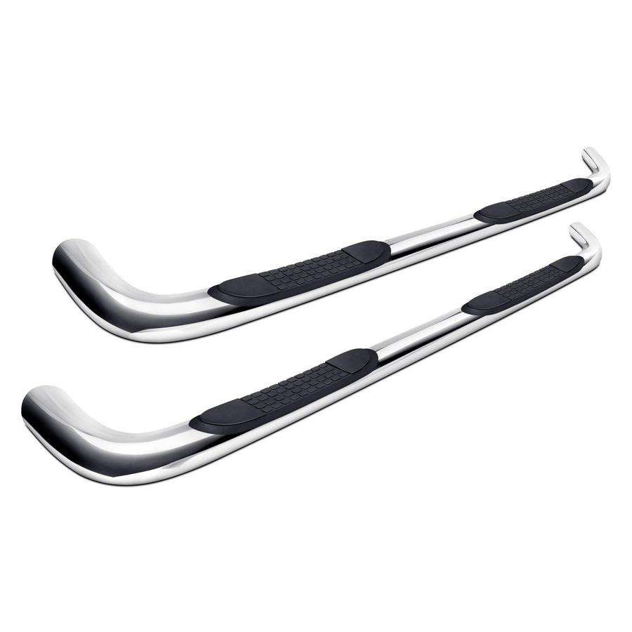 TrailFX 3 Inch Round Tube Side Steps Nerf Bar Polished Stainless Steel Fits 2004-2012 Chevrolet Colorado Crew Cab with Step Pads Frame Body Mount Bolts TrailFX 1110134041