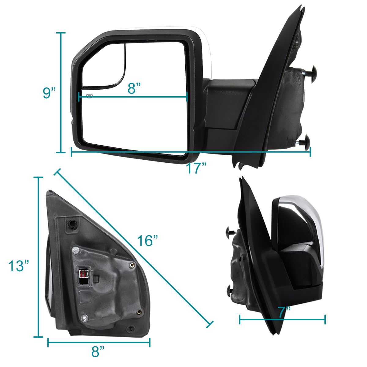 Chrome Spec-D Tuning Power + Heated + LED Turn Signal Left Driver Side Mirror Compatible with 2015-2020 Ford F150 F-150
