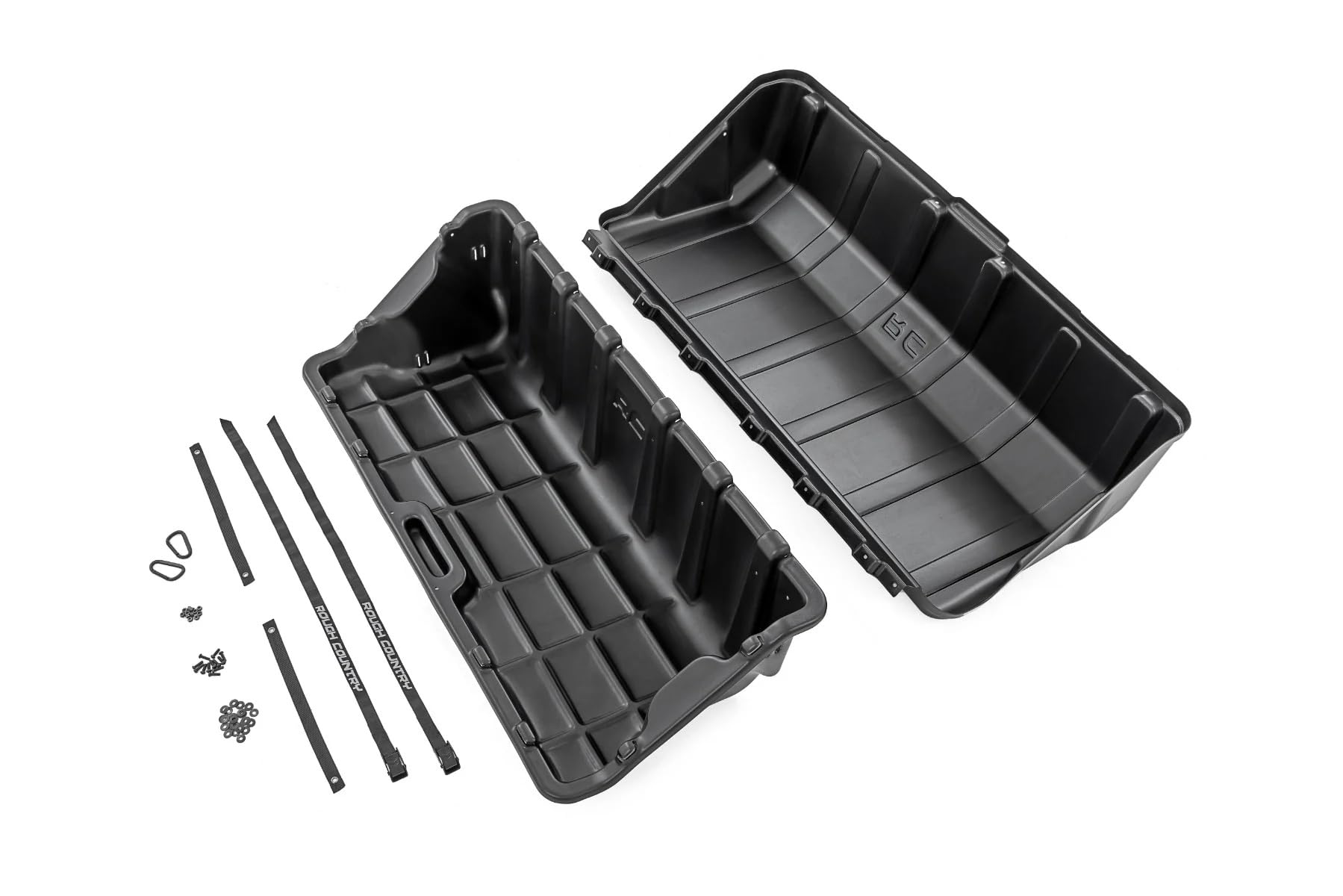 56" Rough Country Slide-Out Truck Bed Cargo Box w/Lockable Lid - Heavy-Duty, Weather-Resistant Truck Organizer for Full-Size Beds, Easy Tailgate Access