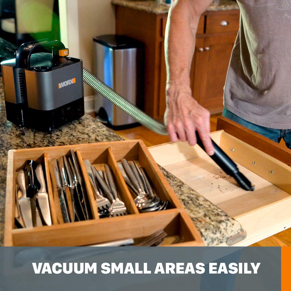 WORX 20V Power Share Cordless Cube Vac WX030L.9 Compact Vacuum, Bare Tool Only, No Battery, Black