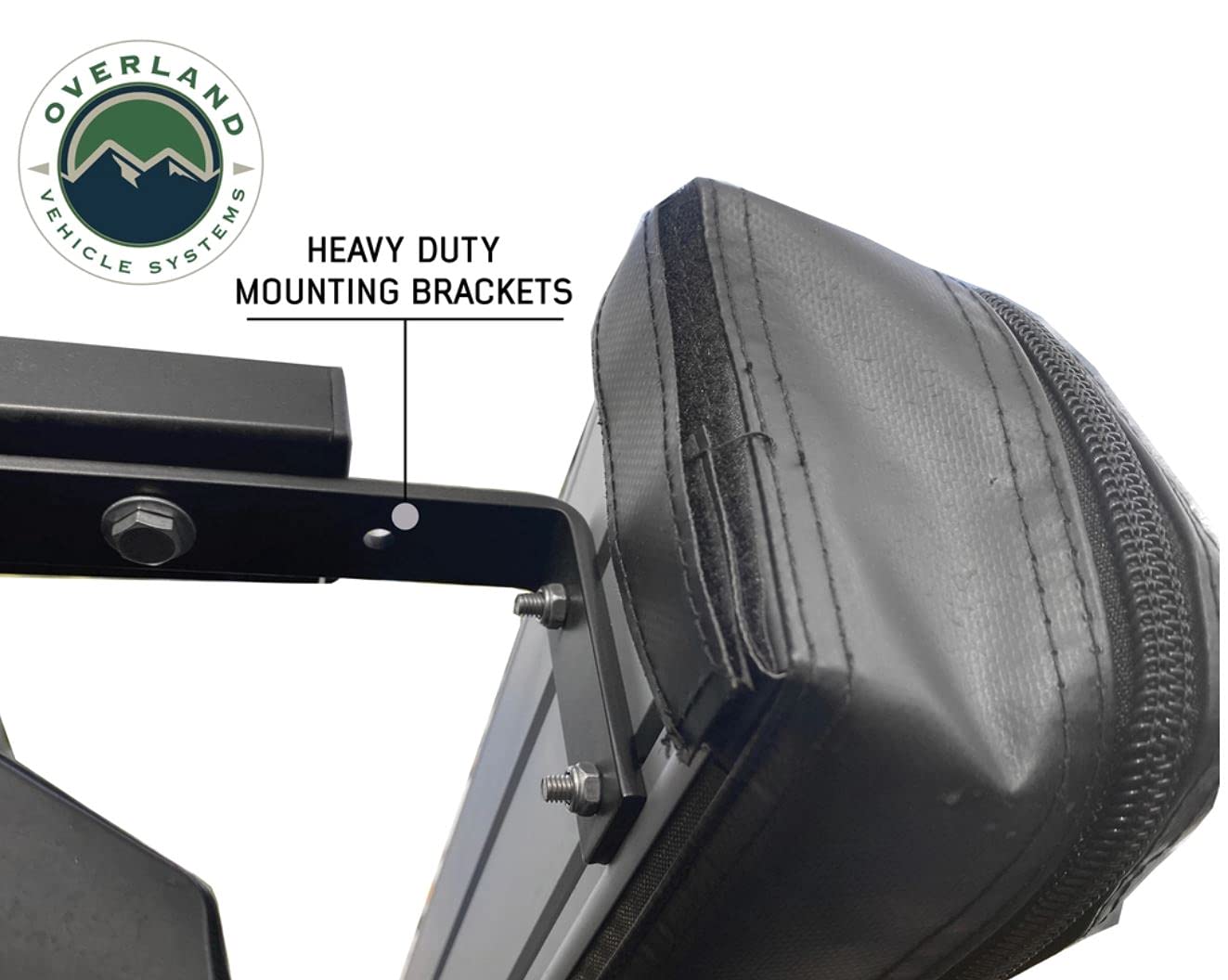 Overland Vehicle Systems Nomadic HD Car Side Shower Room With Black 1000G PVC Travel Cover, Universal L - Brackets, Dark Grey Body with Silver Inner Lining