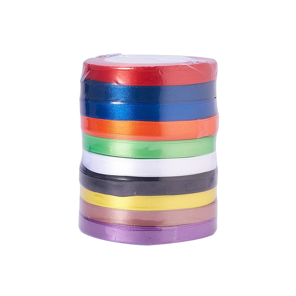 10 Rolls JEWELEADER 250 Yards Satin Ribbons 3/8" DIY Craft Fabric Ribbon for Making Bows Wedding Party Christmas Decorations Gifts Wrapping Packaging Each Roll About 25 Yards Dark Tone