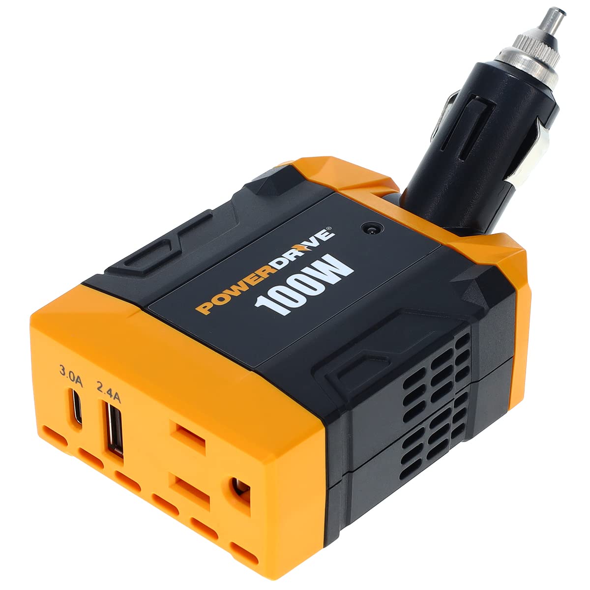 100 Watt PowerDrive PWD100D Inverter 12v DC to 110v AC Converter Car Plug Adapter with 2 Ports