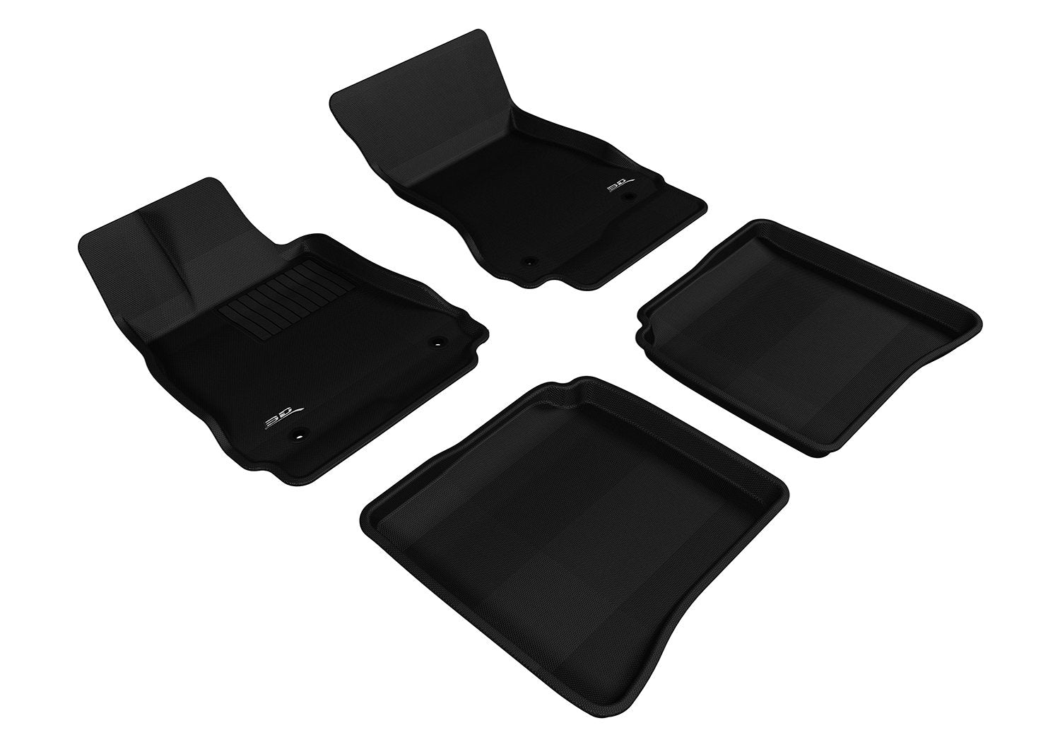 Complete Set 3D MAXpider Custom Fit All-Weather Floor Mat for Select Mercedes-Benz S-Class Models - Kagu Rubber (Black)