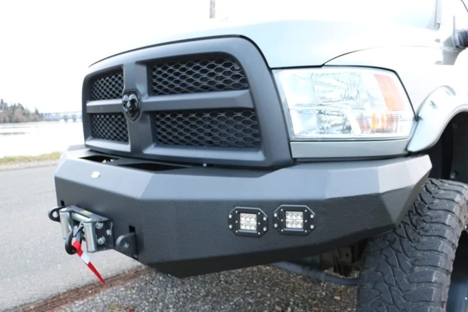 FBDR2-02 | DV8 Offroad | Front Bumper fits 2010-2018 RAM 2500/3500 Trucks | 3pc Modular Construction | Integrated Winch Mount | LED Lights Included