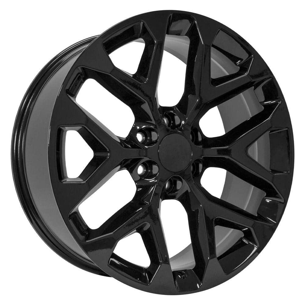 22x9 OE Wheels CV98B Snowflake Wheels - Gloss Black 22 Inch Rims, 6x139.7 Wheels - Optional TPMS & 285/45R22 Tires and Rims Packages - Fits GM Trucks & SUVs (Single Rim)
