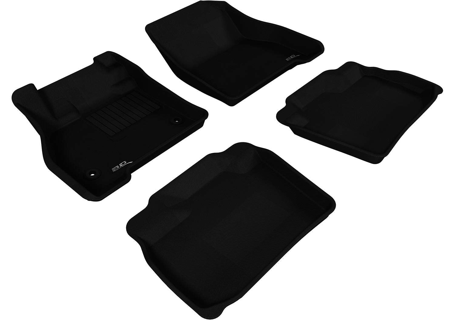 Complete Set 3D MAXpider Custom Fit All-Weather Floor Mat for Select Nissan Leaf Models - Kagu Rubber (Black)