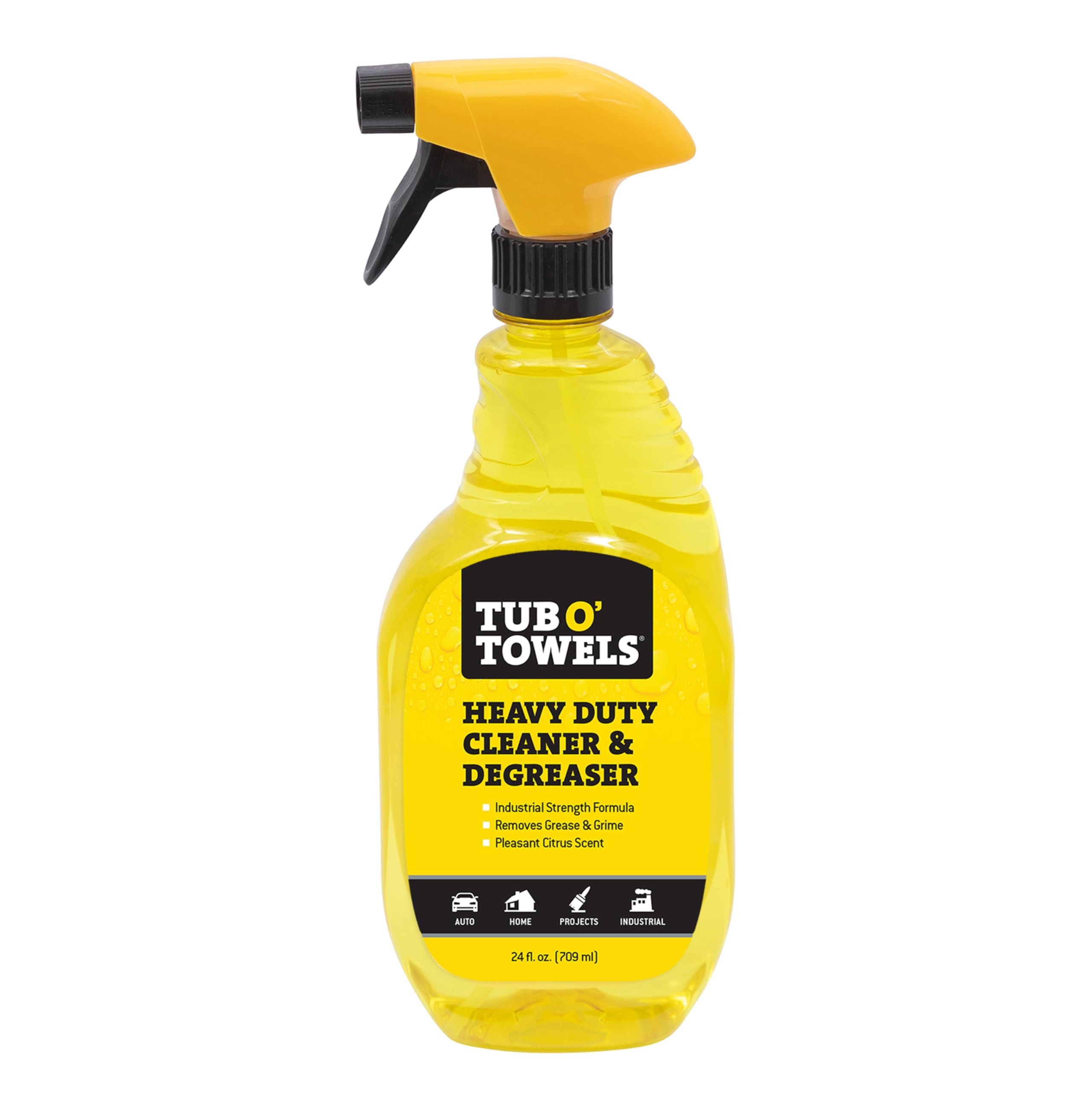 Tub O' Towels Heavy Duty Degreaser and Cleaner Spray Helps in Removing Oil Tar Paint Dirt Caulk Grease Grime Gunk Epoxies, Industrial Strength, Home & Auto, Made In USA, Citrus Scent, 24oz