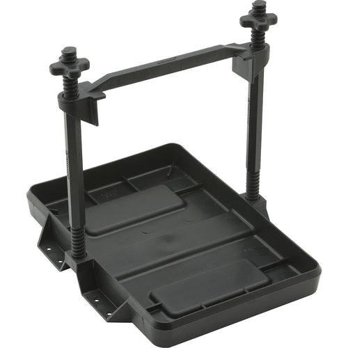 Heavy-Duty Attwood Adjustable Battery Tray 9097-5, Black – All-Plastic, Rust-Proof, Fits Group 24 Batteries