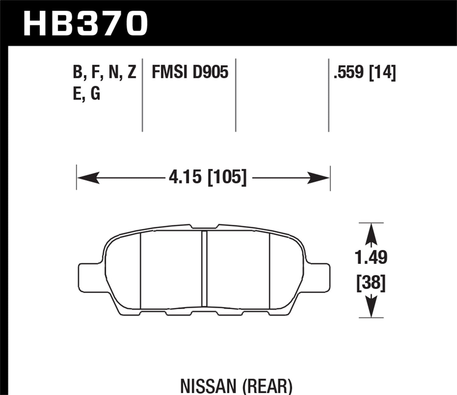 Hawk Performance Blue HB370E.559 9012 Motorsport Brake Pads
