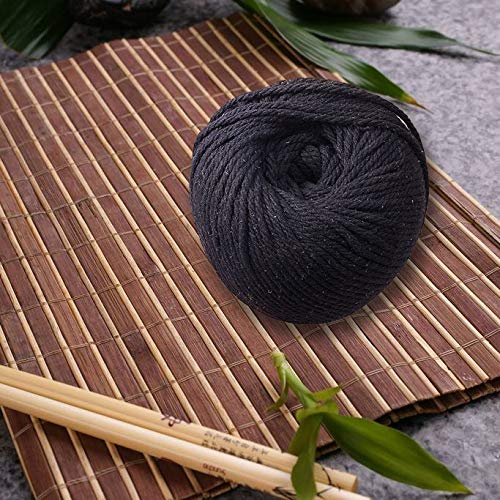 120 Yards JEWELEADER Twisted Natural Cotton Twine 4 Strand Macrame Thread Cord 4mm Soft Knitting Rope Beading String Black for Handmade Decoration Wall Hanging Plant Hanger Crocheting Dream Catcher