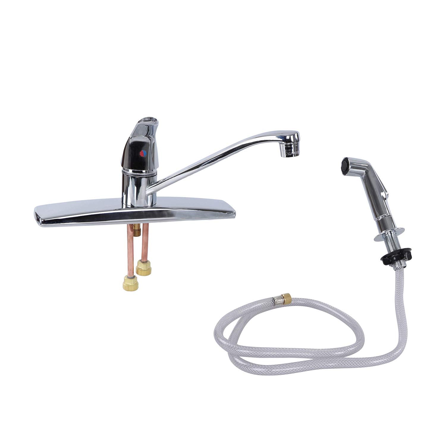 SL801F-4 Empire Faucets 4-Hole Metallic Single Lever Kitchen Faucet with D-Spout Blade Handle & Sprayer - Chrome