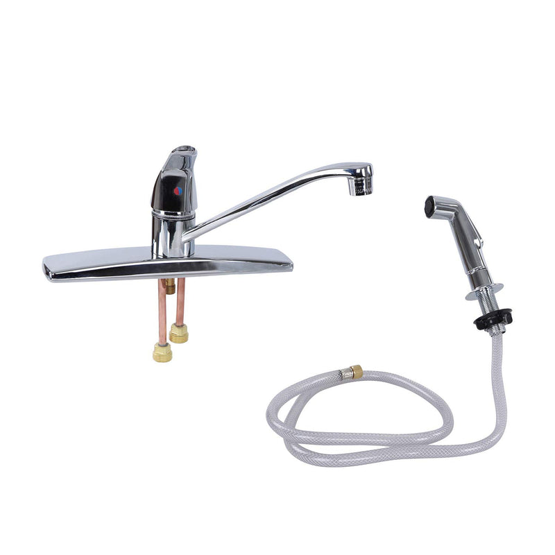 SL801F-4 Empire Faucets 4-Hole Metallic Single Lever Kitchen Faucet with D-Spout Blade Handle & Sprayer - Chrome