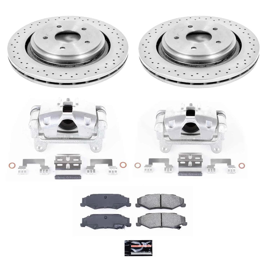 Power Stop KCOE5159 Replacement Autospecialty Rear Caliper Kit-Rotors, Ceramic Brake Pads, Calipers For Cadillac XLR 2006-2009, Chevrolet Corvette 2005-2013 [Model Specific]
