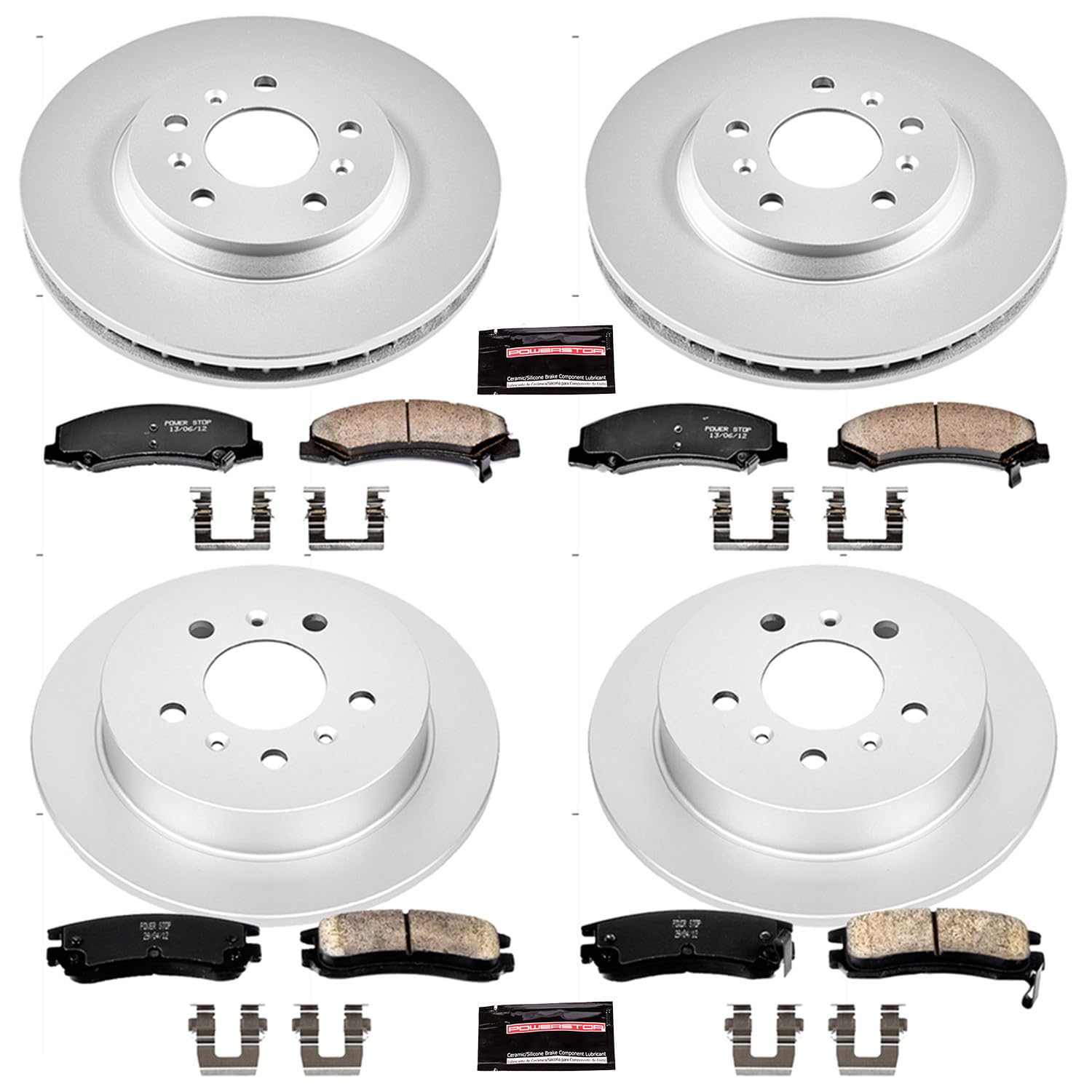Power Stop CRK1438 Brake Rotor & Coated Ceramic Brake Pads- front & rear For Chevrolet Impala 2006-2010, Chevrolet Monte Carlo 2006-2007 [Model Specific]