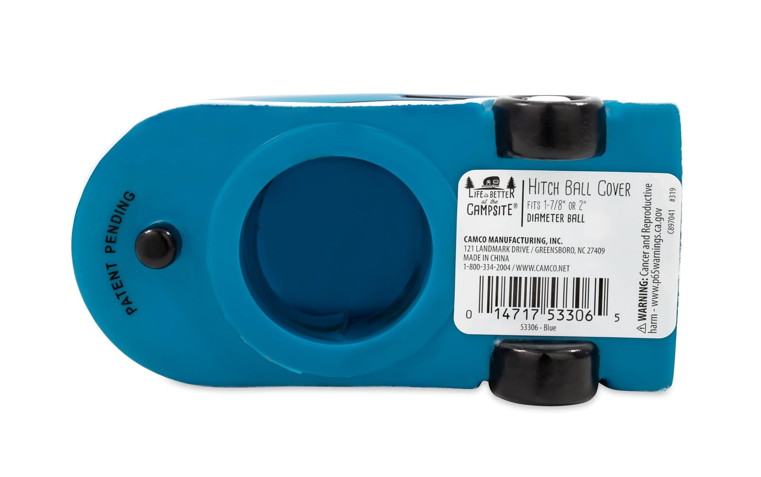 Camco Trailer Hitch Cover Life is Better at The Campsite - Protects Your Hitchball from Dirt and Rust - Compatible with 1-7/8-inch and 2-inch Diameter Balls (53306)