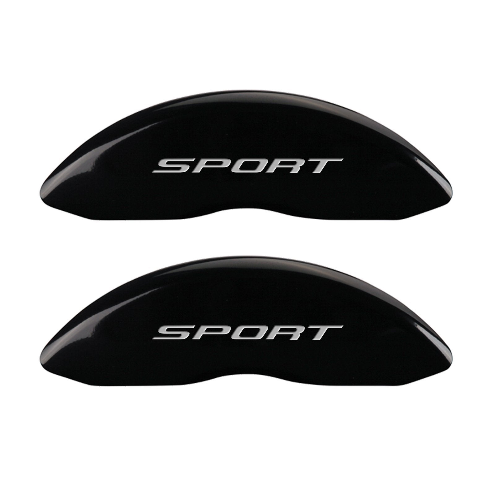 MGP Caliper Covers Front and Rear 10241SSP2BK Black Powder Coat Finish, Set of 4 (No Bolts/Sport 2015 Silver Characters, Engraved)