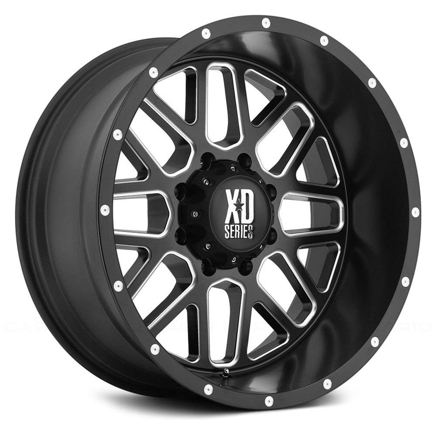 XD Wheels Xd820 Satin Black Milled Grenade Wheel with Alloy Steel (18 x 9. inches /8 x 125 mm, -12 mm Offset)