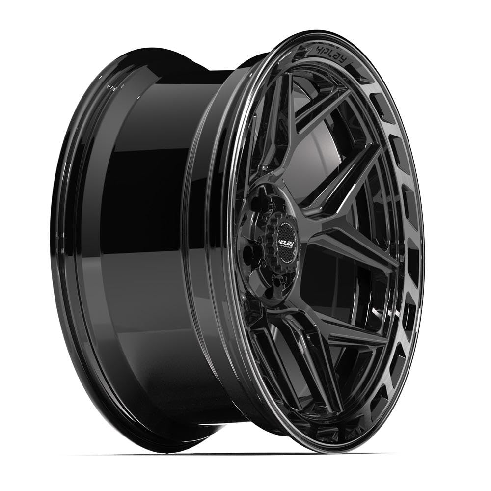 22 Inch 4PLAY Wheels Rim 4P55 Fits 5x127 & 5x139.7 22x10 Gloss Black Brushed with Tinted Clear (1)