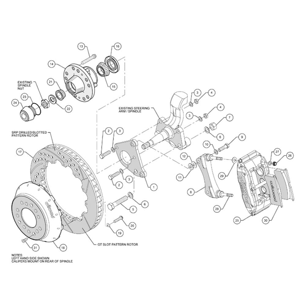 12.88" FNSL6R Hub Kit, Front Red