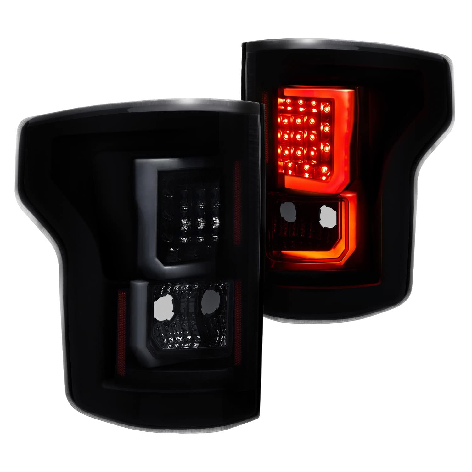 Winjet Taillights WJ20-0440-05 Replacement for 2015-2017 Ford F-150 Black Smoke LED Tail Lights Glow Bar Running Brake