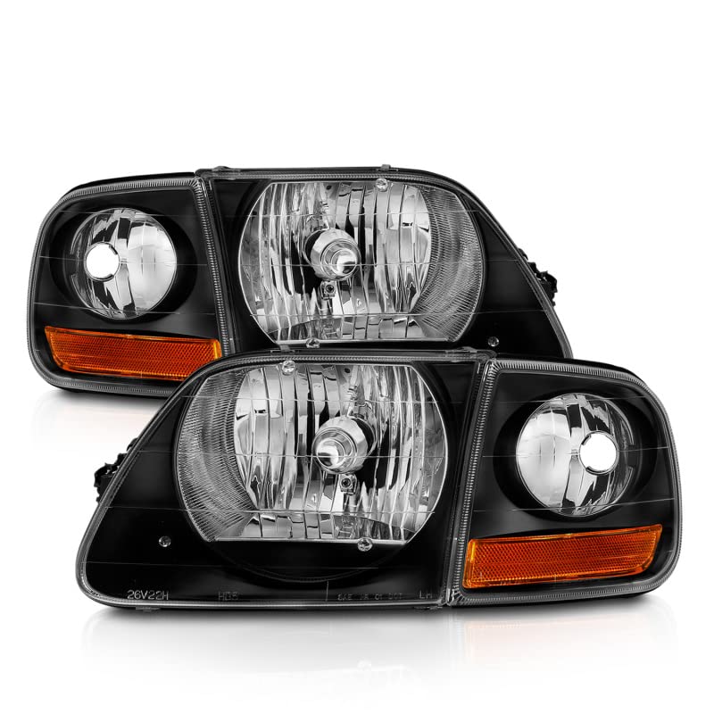 CRYSTAL FORD F-150 HEADLIGHTS BLACK W/PARKING LIGHTS 97-03