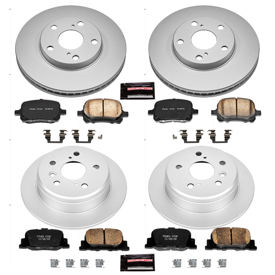 Power Stop CRK1061 Brake Rotor & Coated Ceramic Brake Pads- front & rear For Lexus ES300 2000-2001, Toyota Camry 2000-2001 [Model Specific]