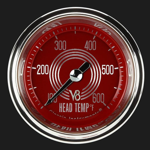 V8 Red Steelie Classic Instruments V8RS197SHC 2-1/8" Cylinder Head Temperature Gauge