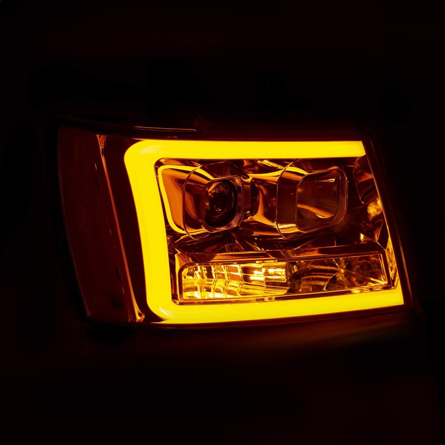 CHEVY TAHOE/SUBURBAN ANZO USA 07-14 / AVALANCHE 07-13 PROJECTOR PLANK STYLE SWITCHBACK HEADLIGHTS CHROME