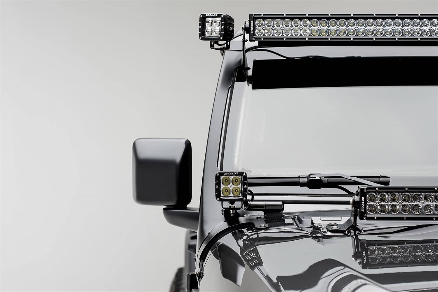 ZROADZ T-REX Z334851-KIT2 Front Roof LED Kit 2019-2022 Jeep Gladiator Black