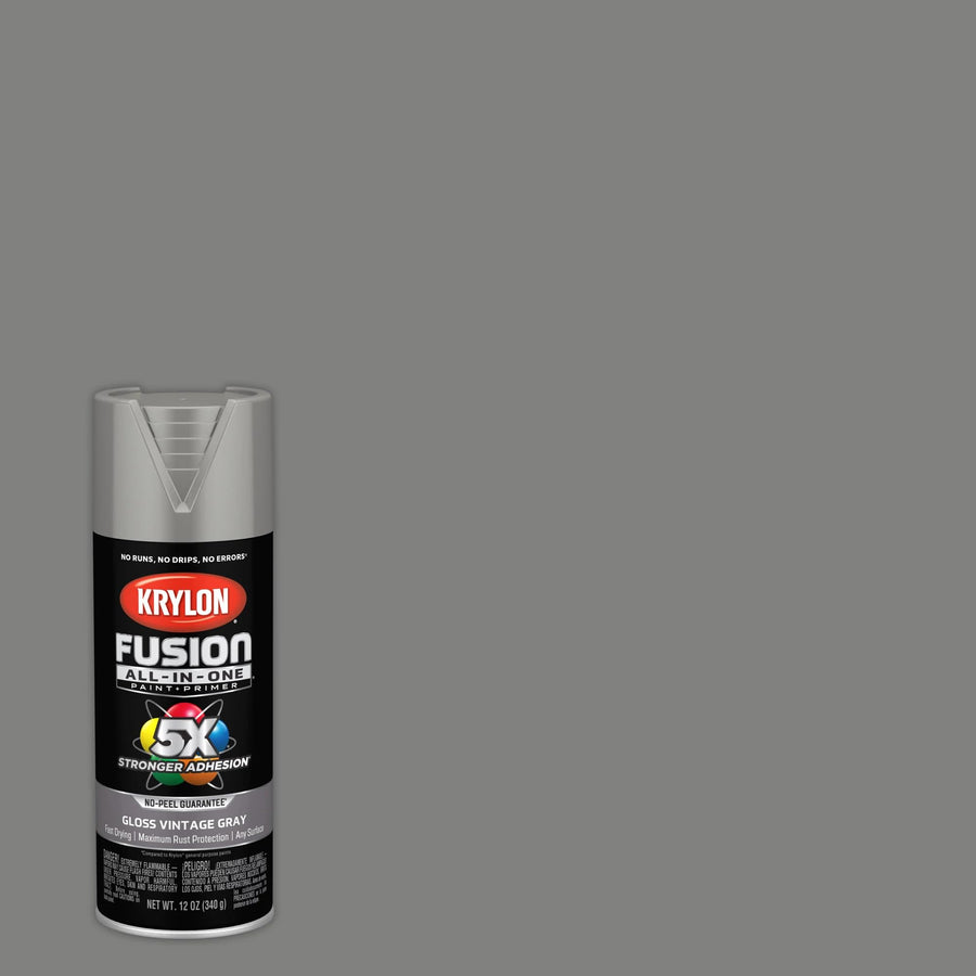 Krylon All-In-One Adhesive Spray Paint for Indoor/Outdoor Use, 12 oz, Vintage Gray