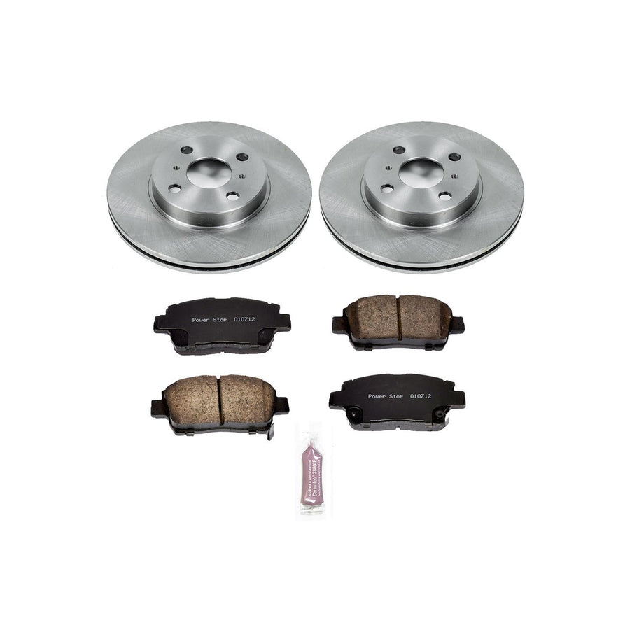 Power Stop Autospecialty KOE821 Front Replacement Brake Kit-OE Brake Rotors & Ceramic Brake Pads For Toyota Echo 2001-2005, Toyota MR2 Spyder 2000-2005 [Model Specific]