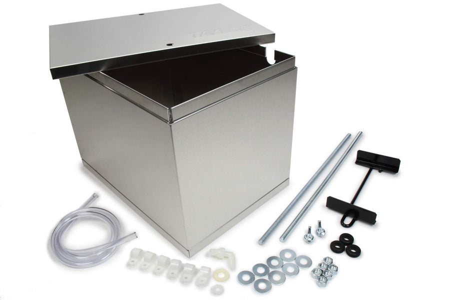 Battery Box Taylor Cable, Sealed, 13-1/2 x 9-1/2 x 10 in, Hardware Included, NHRA Compliant, Aluminum, Natural, Kit