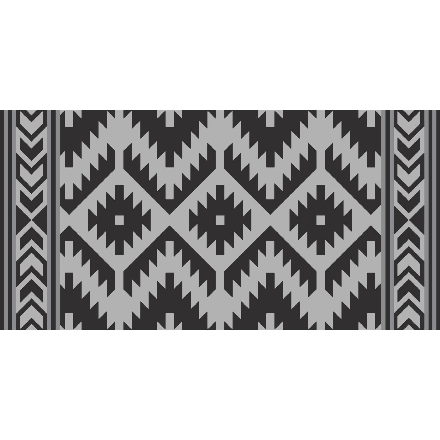 Boho Sante Fe Outdoor Mat (Black/Grey, 9' x 18')