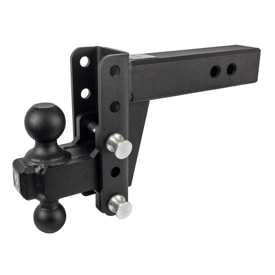 2.5" BulletProof Hitches Adjustable Extreme Duty Trailer Hitch (36,000 lb. Rating) - 4" Drop/Rise with 2" and 2 5/16" Dual Ball - Powder Coat, Solid Steel, Corrosion-Resistant
