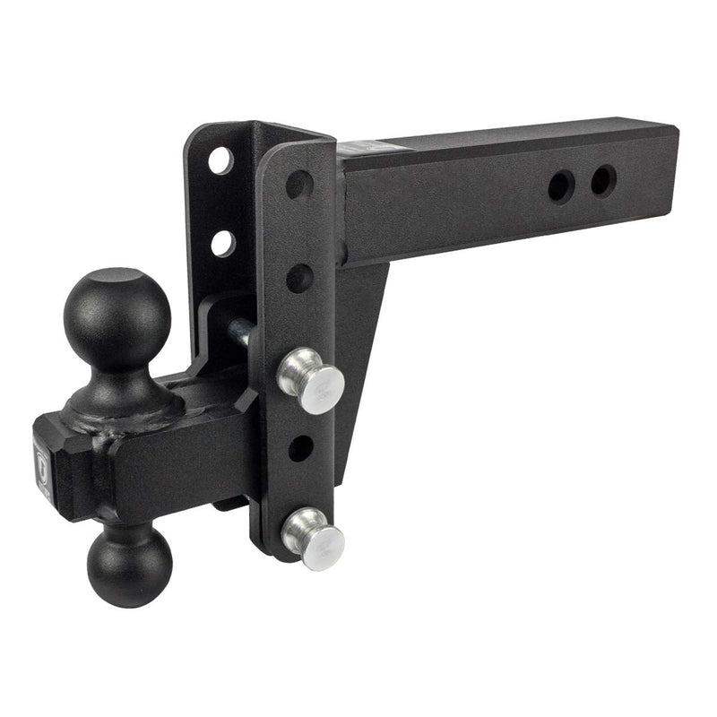 2.5" BulletProof Hitches Adjustable Extreme Duty Trailer Hitch (36,000 lb. Rating) - 4" Drop/Rise with 2" and 2 5/16" Dual Ball - Powder Coat, Solid Steel, Corrosion-Resistant