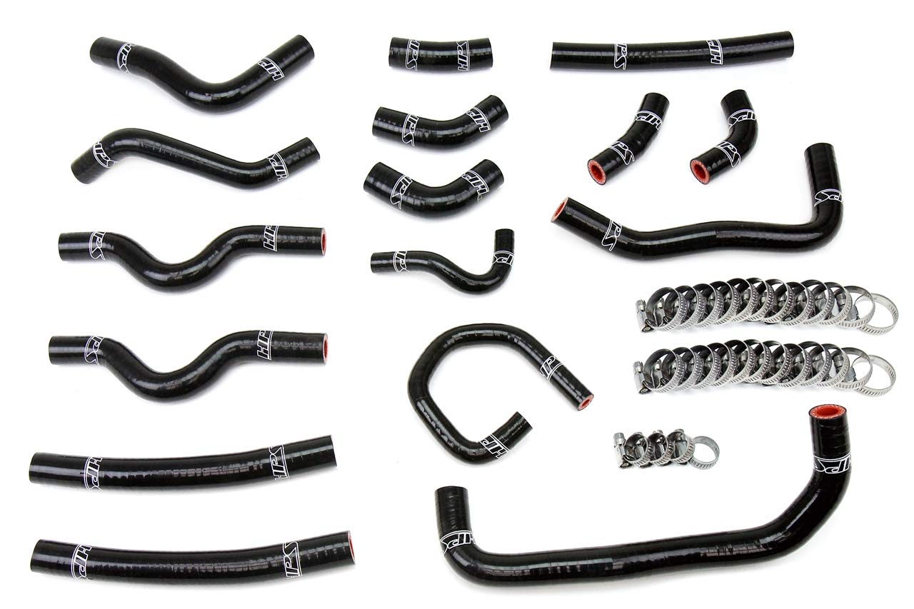 HPS Silicone Heater Hose Kit Black Coolant OEM Replacement Compatible for 1998-2002 Lexus LX470 Toyota Land Cruiser 4.7L V8, 57-1913-BLK