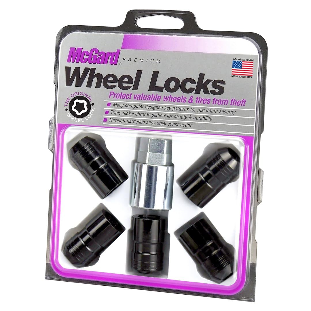 Black McGard Cone Seat Wheel Locks (M14 x 1.5 Thread Size) - Set of 5