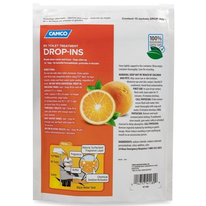 Power Camco Drop-Ins Orange 15 Count