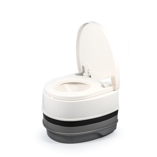 Camco Premium RV Travel Toilet - Features a 5.3-Gallon Detachable Holding Tank, Pump Flush Design & Spring-Loaded Latch (41535)