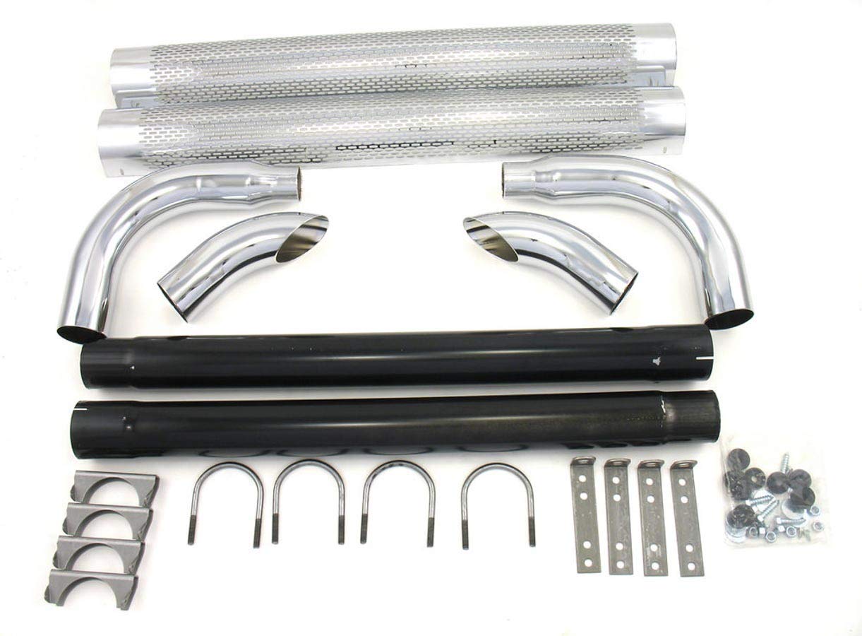 50" Chrome Side Exhaust, Silver Patriot Exhaust H1050