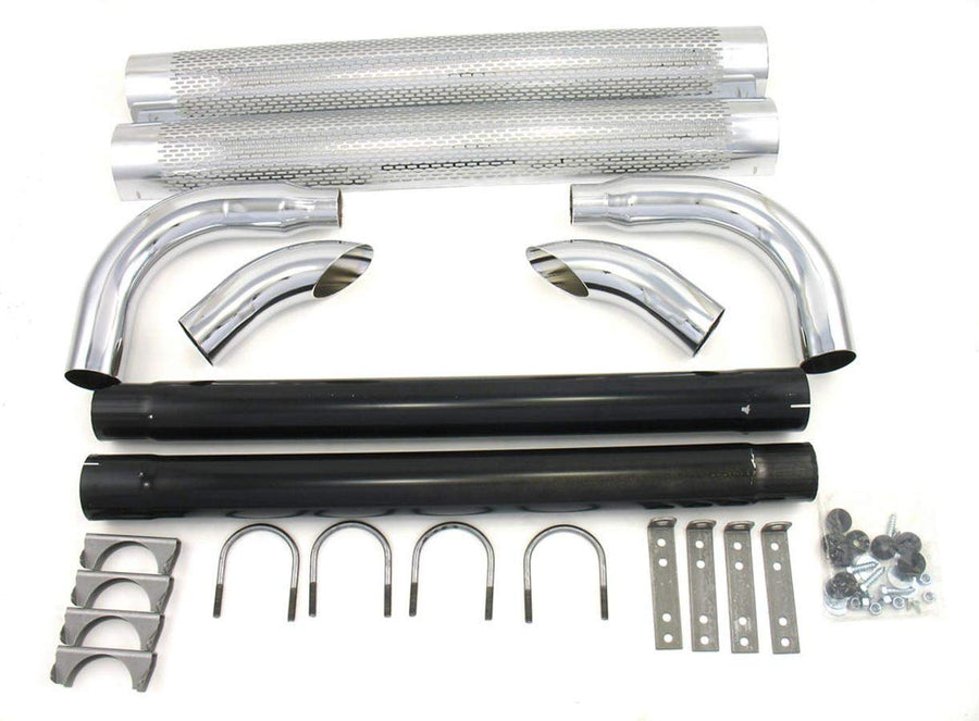 50" Chrome Side Exhaust, Silver Patriot Exhaust H1050