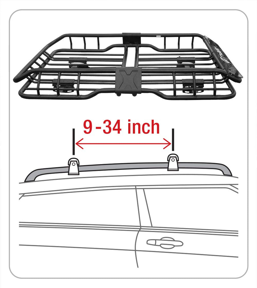 Heavy Duty Tyger Roof Mounted Cargo Basket Rack | L47.25 x W36.6 x H5.9 | Roof Top Luggage Carrier | with Wind Fairing