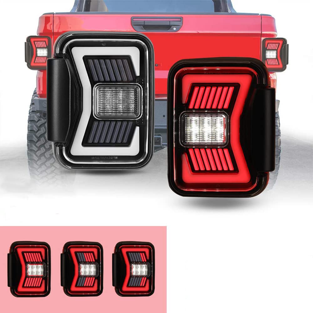 Tail Lights Winjet Compatible with 2019-2025 Jeep Gladiator JT Rear Lamps for [2019 2020 2021 2022 2023 2024 2025 Jeep Gladiator JT] LED Sequential Tail Lights Rear Lamps (Smoke Lens)
