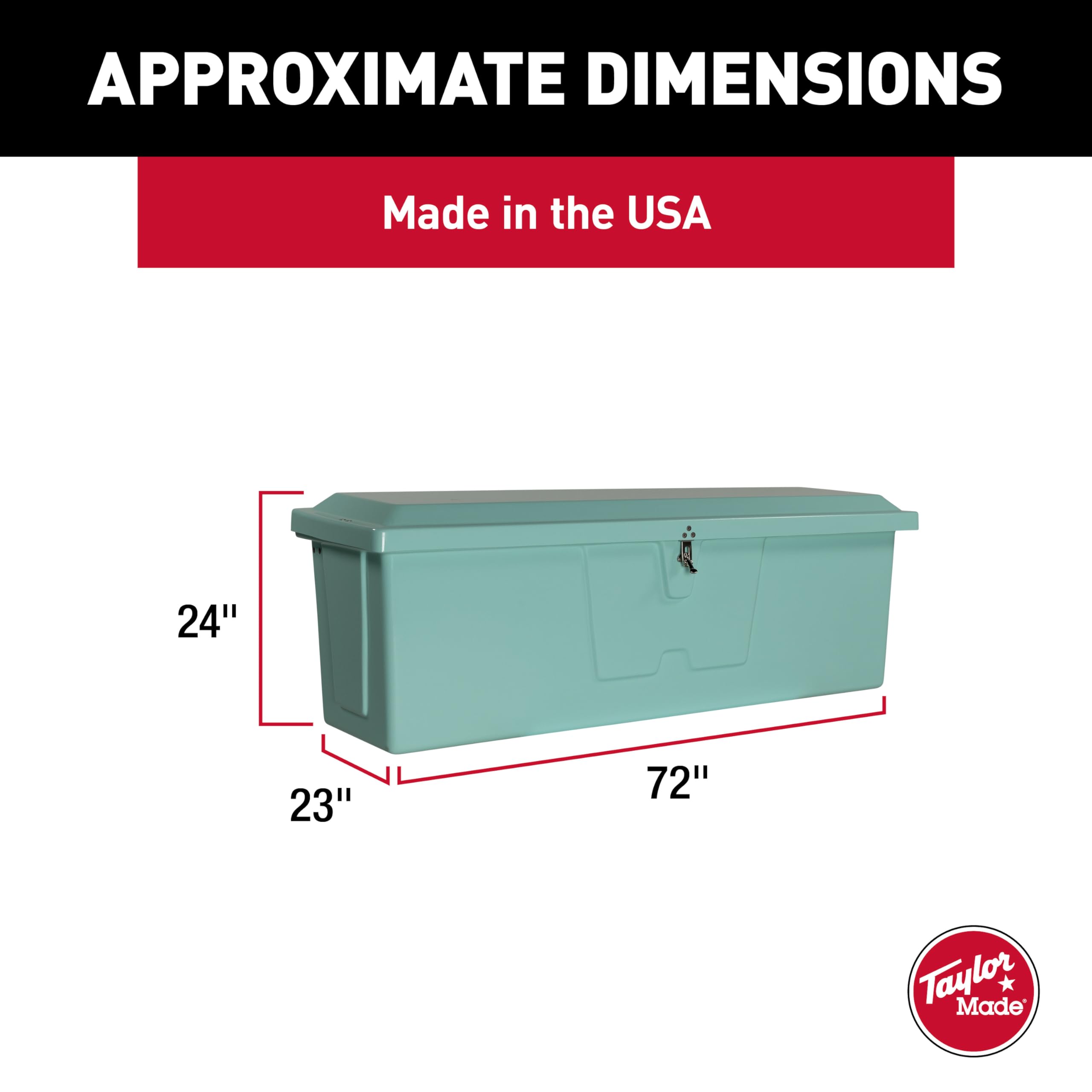 Taylor Made Standard Stow N’ Go Fiberglass Dock Box, Medium (24"H X 72"W X 23"D), Seafoam Green, Smooth Interior Finish, Lockable Latch, Stainless-Steel Hardware - 83552SF