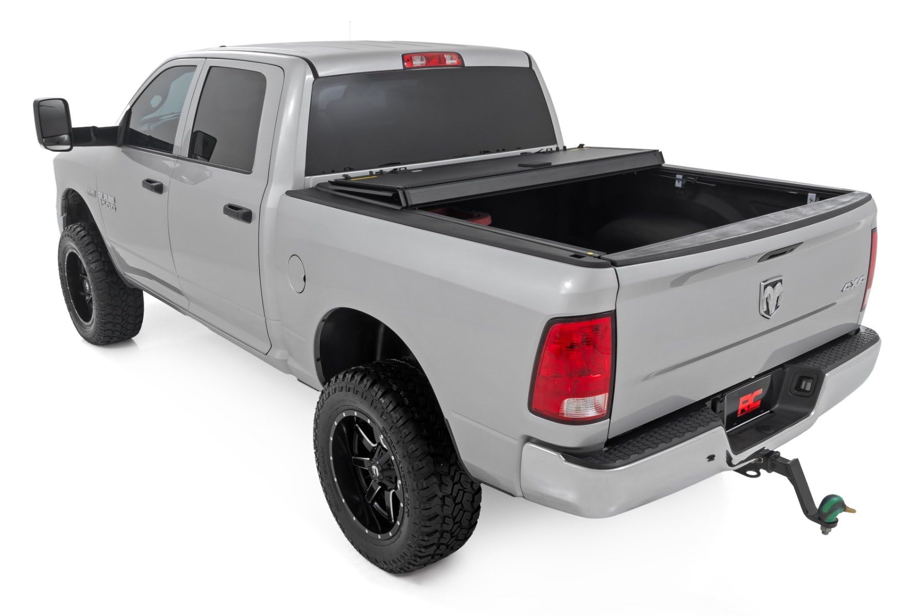 Rough Country Hard Flip Up Tonneau Cover for Ram 1500, Classic (2009-2018) - Fits 5'7" (67.4") Bed, Weather-Resistant, Tri-Fold Aluminum Panels